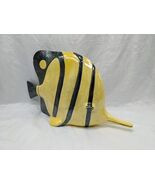 Vintage Glossy Ceramic Yellow Black Fish Decor 13&quot; X 4&quot; X 8&quot; - $454.01 MXN
