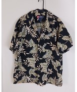 CHAPS RALPH LAUREN HAWAIIAN SHIRT  Black Leaves Print 100% Cotton Large - $444.42 MXN