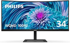 PHILIPS 346E2CUAE 34&quot; Curved Frameless, UltraWide QHD 3440x1440,100Hz, 1... - $592.99