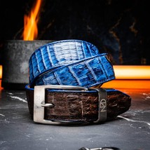 Marco Di Milano Genuine Caiman Back & Belly Exotic Belt Luciano Navy / Brown image 7