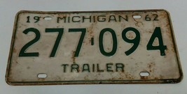 1962 ORIGINAL MICHIGAN STATE AUTO TRAILER LICENSE PLATE 277-094 VINTAGE ... - $24.55