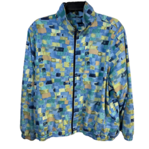 Napa Valley Women Sport Windbreaker Jacket Multicolor Abstract Pockets Collar XL - £19.79 GBP