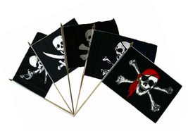 12x18 12&quot;x18&quot; Wholesale Combo Jolly Roger Pirate 5 Pack Set Stick Flag - £12.61 GBP