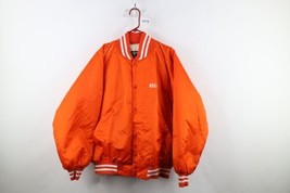 Vintage 80s Womens XL Spell Out Poms Cheerleader Satin Bomber Jacket Orange USA - £43.48 GBP
