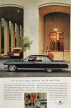 1964 Print Ad Cadillac 4-Door Car Outside Hotel &amp; Doorman Admires the Caddy - £11.10 GBP