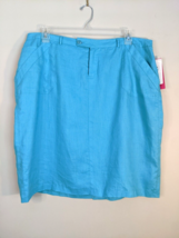 NWT Macy’s Sunny Leigh Teal Blue Linen Lined Knee Length Skirt MIDI SZ 18W NEW - £14.80 GBP