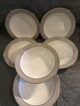Platina by Sango Mid Century Salad Bowls(6) Gray White 7-1/2&quot; Vintage Japan - £31.17 GBP
