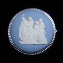Vintage Wedgwood Jasperware Greek Gods w/ Cross Cameo Sterling Silver Brooch Pin - £117.70 GBP
