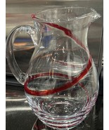 Pier 1 Swirline Red Glass Pitcher – Handblown Art Glass 94 oz 9.5” Tall ... - $964.16 MXN