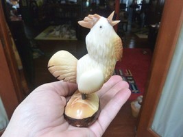 (TNE-CH-R-371A) crowing Rooster game cockerel cock TAGUA NUT Figurine ca... - £29.67 GBP