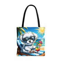 Tote Bag, Dog on Beach, Maltese, Tote bag, 3 Sizes Available, awd-1221 - £22.38 GBP+
