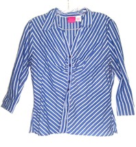 Xhilaration Blue &amp; White Striped Shirt 3/4 Sleeve Shirt Sz L - £17.71 GBP