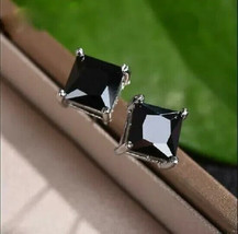 4Ct Princess Cut Simulated Spinel Solitaire Stud Earrings 14K White Gold Plated - £26.29 GBP