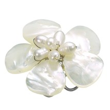 Fabulous Daisy White MOP-Pearl Floral Free Size Ring - £13.91 GBP