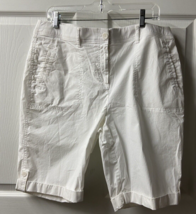 Chicos Roll Tab Shorts Womens Size 12 Cotton White Breathable Bermuda Beach - £11.97 GBP