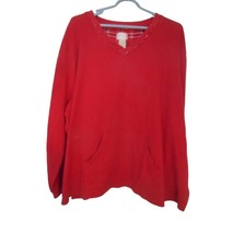 Red Ribbed Enchanted Sz 26/28W knit Top front pocket cotton blend long s... - $133.98 MXN