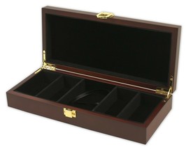 DA VINCI Mahogany Wood Poker Case with 100 Chip Capacity (Chips not Incl... - $44.99