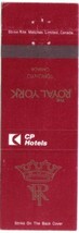 CP Hotels Matchbook Cover Toronto Royal York Deep Red Canadian Pacific Hotels - £0.73 GBP