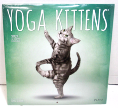 Yoga Kittens 2024 12&quot; x 24&quot; Monthly Square Wall Calendar - £10.62 GBP