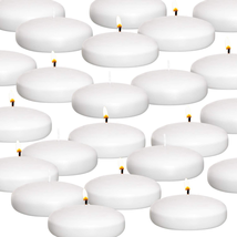24-Set Floating Candles 3” White Unscented Dripless Wax Discs for Cylinder Vases - £24.78 GBP
