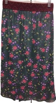 NWT LuLaRoe 2XL Green Maroon Purple Pink Floral Chiffon Lined LOLA Skirt - $12.86
