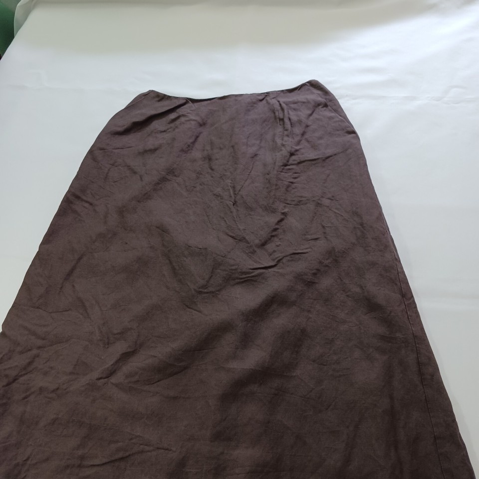 Talbots Skirt Women's Size 8 Brown Linen Silk Blend Back Zip Lined & Slit Item image 7
