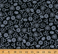 Cotton Science Mathematics Experiments Black Fabric Print by the Yard D780.96 - £10.19 GBP