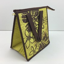 Tropical Paper Garden Insulated Lunch Tote Bag Yellow Brown Hawaiian Flo... - £15.97 GBP