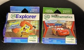 NIOB Leapfrog Explorer Game Lot X2 Mathematics Cars 4-7 &amp; Sponge Bob 6-9 - $30.00