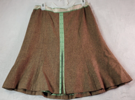 LOFT A Line Skirt Women Size 8 Brown Black Chevron Wool Lined Vented Side Zipper - £15.85 GBP