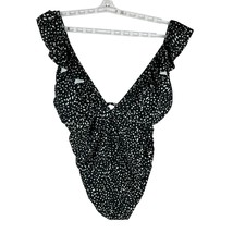 Pinkblush Womens Black &amp; White Polka Dot Ruffled One-Piece Swimsuit Size L - $23.13