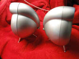 Rare Pair Of Scandyna MicroPod MK2 Speakers In Silver Color On Spikes - $112.36