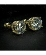 4Ct Moissanite VVS1 Men&#39;s Solitaire Stud Earrings 14k Yellow Gold Plated - $194.13 CAD