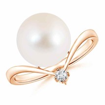 ANGARA Freshwater Pearl Chevron Ring with Diamond for Women in 14K Solid Gold - £547.34 GBP