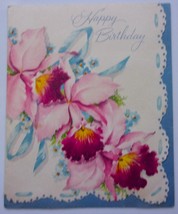 Vintage American Greetings Pink Iris Happy Birthday Card 1978 - $3.99