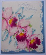 Vintage American Greetings Pink Iris Happy Birthday Card 1978 - $3.99