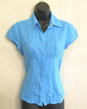 Jordache Blouse button front Casual Shirt siz Small Top Neptune Blue Horse Label - $19.76