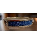 Vintage 925 Sterling Chip Inlay Turquoise Hinged Childs Bangle Bracelet ... - €20,64 EUR