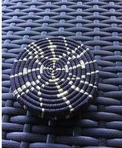 S/4 Rwanda Sisal Coasters Black &amp; Natural (Set of 4) With Storage - £19.78 GBP