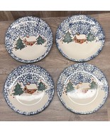 4 Folk Craft Christmas Dinner Plates Cabin In The Snow by Tienshan 10.25” - £14.86 GBP