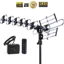 Outdoor Long Range Ultra-Clear 4K TV Antenna 360°Rotation with Remote Multi-Band - £42.57 GBP