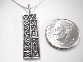 Tribal Rectangular Design 925 Sterling Silver Necklace - £13.66 GBP