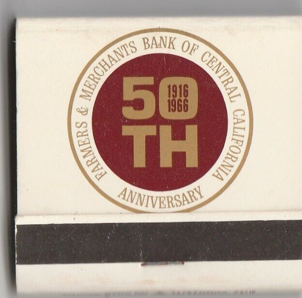 Farmers &amp; Merchants Bank of Central California ~ Vtg Strike on Matchbook - $5.93