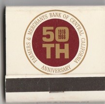 Farmers &amp; Merchants Bank of Central California ~ Vtg Strike on Matchbook - $112.90 MXN