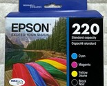 Epson 220 Black Cyan Magenta Yellow Ink Set T220120-BCS Exp 2027 Retail Box - $34.98