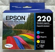 Epson 220 Black Cyan Magenta Yellow Ink Set T220120-BCS Exp 2027 Retail Box - $29.98