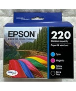 Epson 220 Black Cyan Magenta Yellow Ink Set T220120-BCS Exp 2027 Retail Box - £27.63 GBP