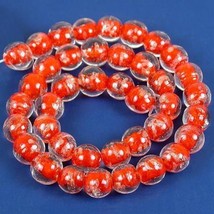 Red Gold Foil Round Glass Lampwork Loose Beads 1 Strand - £23.03 GBP