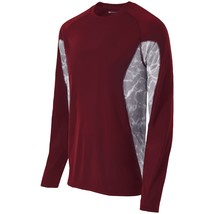 Holloway Men&#39;s Long Sleeve Tidal Shirt, Cardinal/White Print, Medium - $11.99