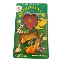 Vintage Lone Toy Tree Biscuit Cutters Heart And Bone Shape 2 Pk Stainless Steel - £6.78 GBP